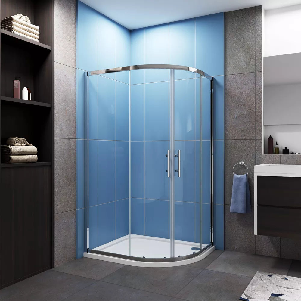 Quadrant Shower Enclosure Walk In Corner Cubicle 6mm Glass Screen Door and Tray