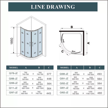 Quadrant Shower Enclosure Walk In Corner Cubicle 6mm Glass Screen Door and Tray