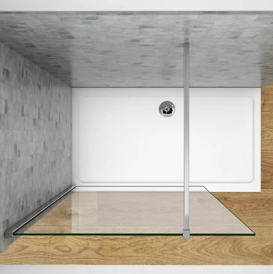 Walk in Wet Room Shower Enclosure Screen Panel Easy Clean Glass Cubicle and Tray